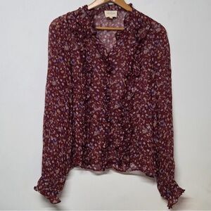 Sezane Celine Blouse in Fleurs Bordeaux